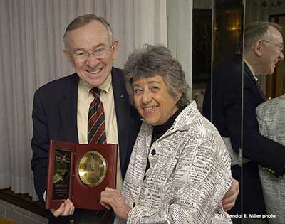Fred Granger, left, received the Kate Milner Rabb award, WPCI's highest honor. WPCI secretary Marion Garmel presented the award. (Kendal L. Miller photo)